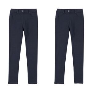 Lot Of 2 Chaps Navy Blue Uniform Elastic Waist Ponte Knit Jeggings Pants Size 12